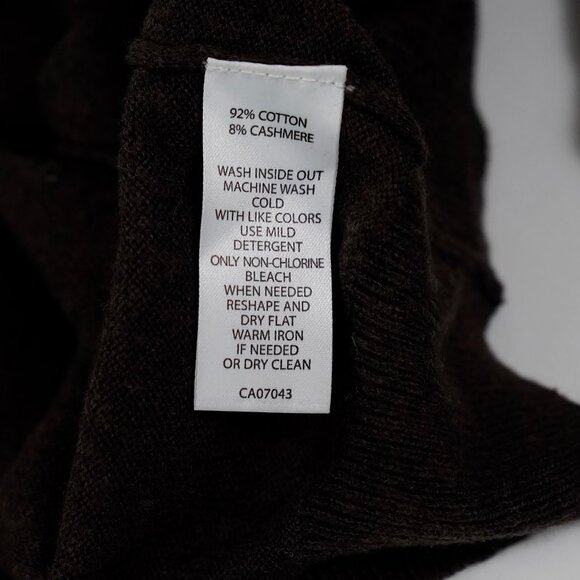 Sebastian Cooper Cashmere Cotton Blend V Neck Sweater, Chocolate Brown, Size M - Picture 5 of 5